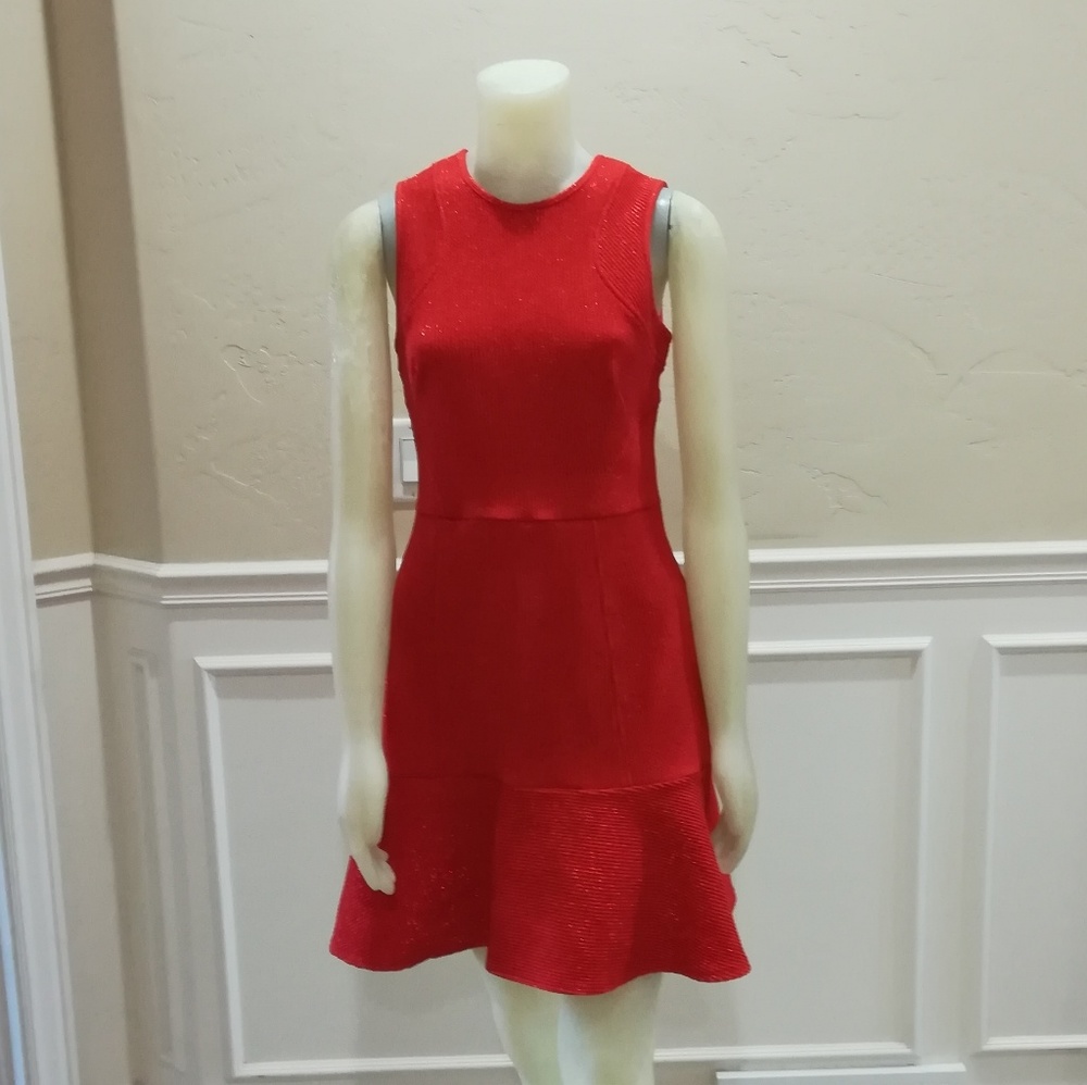 Shoshanna Red Sleeveless Fit-and-Flare Mini Dress